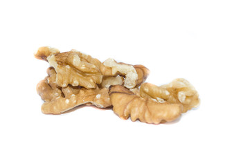 bunch of endocarp of walnut, nut or hazelnut, Juglans regia L, isolated on white background
