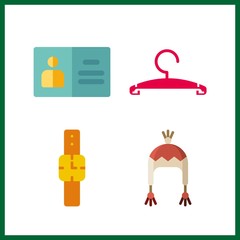 4 personal icon. Vector illustration personal set. id card and winter hat icons for personal works