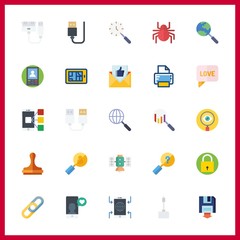 25 network icon. Vector illustration network set. paper work and usb icons for network works
