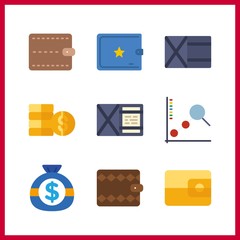 9 euro icon. Vector illustration euro set. line chart and coins icons for euro works