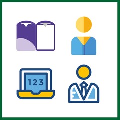 4 designer icon. Vector illustration designer set. user and laptop icons for designer works