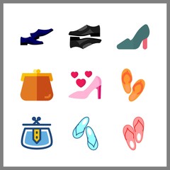 9 heel icon. Vector illustration heel set. sandal and high heel icons for heel works