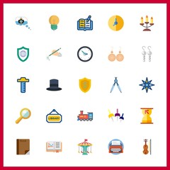 25 antique icon. Vector illustration antique set. locomotive and compass icons for antique works