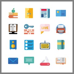 16 text icon. Vector illustration text set. keyboard and business card icons for text works