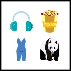 4 lovely icon. Vector illustration lovely set. earmuffs and pyjamas icons for lovely works