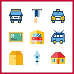 9 commercial icon. Vector illustration commercial set. funnel and taxi icons for commercial works