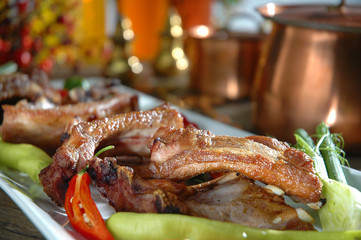 grilled ribs with vegetables