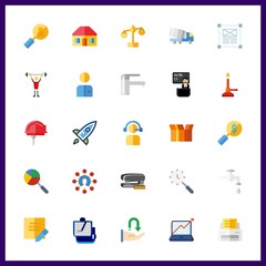 25 job icon. Vector illustration job set. paper printer and trucks icons for job works