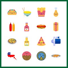 16 sauce icon. Vector illustration sauce set. hot dog and chili icons for sauce works