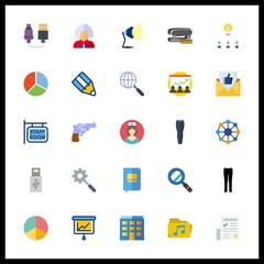 25 office icon. Vector illustration office set. search and presentation icons for office works
