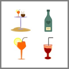 4 alcoholic icon. Vector illustration alcoholic set. cocktail bar and cocktail icons for alcoholic works