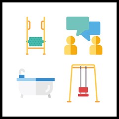 4 sitting icon. Vector illustration sitting set. swing and relax icons for sitting works