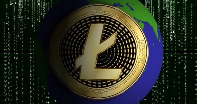 Litecoin (LTC) cryptocurrency coin on Earth