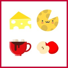 4 piece icon. Vector illustration piece set. cheese and chocolate icons for piece works