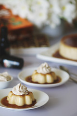 Cream jelly served with milk liqueur