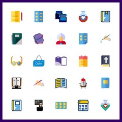 25 book icon. Vector illustration book set. studying and reading glasses icons for book works