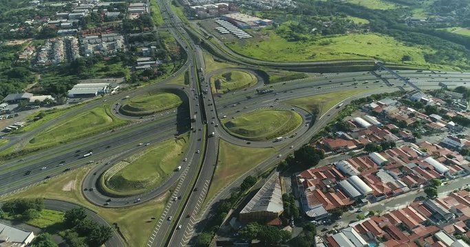 Aerial image of the viaduct on the highway, Campinas SP Brazil