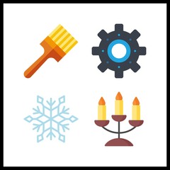 4 decor icon. Vector illustration decor set. settings and candelabra icons for decor works