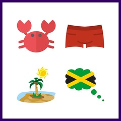 4 ocean icon. Vector illustration ocean set. crab and swimsuit icons for ocean works