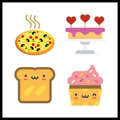 4 baked icon. Vector illustration baked set. cupcake and wedding cake icons for baked works