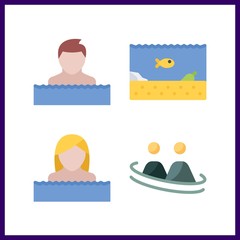 4 swimming icon. Vector illustration swimming set. swimmer and frienship icons for swimming works