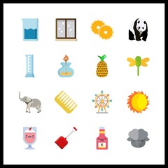 16 natural icon. Vector illustration natural set. comb and window icons for natural works