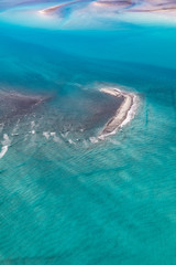 Aerial view of ocean at low tide off Roebuck Bay, Broome, Western Australia