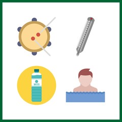 4 under icon. Vector illustration under set. swimmer and tambourine icons for under works