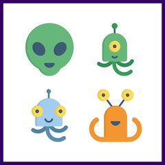 4 character icon. Vector illustration character set. alien icons for character works