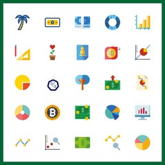 25 growth icon. Vector illustration growth set. saving round and plant icons for growth works