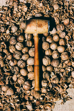 Cracked nuts with a hammer