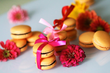 Obraz na płótnie Canvas Macaron cookies sweet pastry