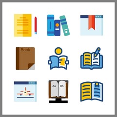 9 read icon. Vector illustration read set. studying and alphabet book icons for read works