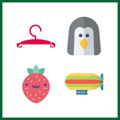 4 cutout icon. Vector illustration cutout set. penguin and hanger icons for cutout works