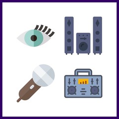 4 volume icon. Vector illustration volume set. sound system and eyelash icons for volume works