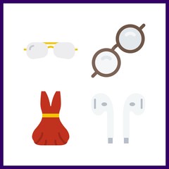 4 stylish icon. Vector illustration stylish set. dress and sunglasses icons for stylish works
