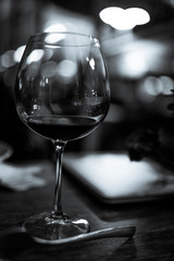 wine glass served on dining table with valentines day romantic