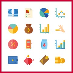 16 economy icon. Vector illustration economy set. pie chart and bar chart icons for economy works