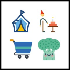 Fototapeta premium 4 food icon. Vector illustration food set. shopping cart and birthday icons for food works