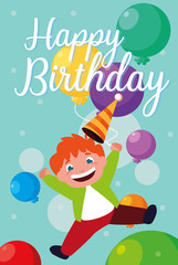 birthday card with little boy celebrating