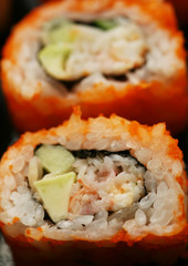 rolls with shrimp, crab and avocado 
