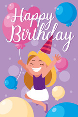 birthday card with little girl celebrating