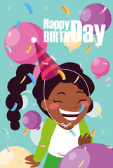 birthday card with little black girl celebrating