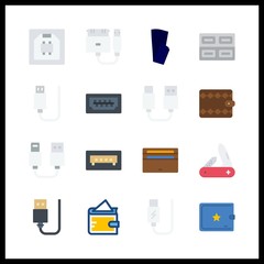 16 pocket icon. Vector illustration pocket set. wallet and blue trousers icons for pocket works