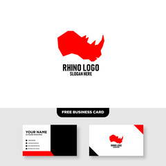 Obraz premium Rhino Logo Vector Template, Free Business Card Mockup