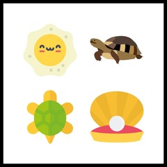 4 shell icon. Vector illustration shell set. egg and turtle icons for shell works