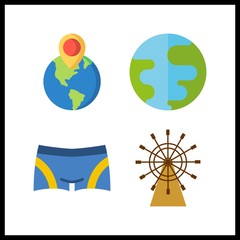 4 sea icon. Vector illustration sea set. destination and planet earth icons for sea works