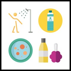 4 wash icon. Vector illustration wash set. showers and dish icons for wash works