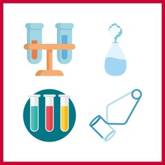 4 tube icon. Vector illustration tube set. flask and test tubes icons for tube works