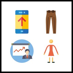 4 professional icon. Vector illustration professional set. trousers and up icons for professional works